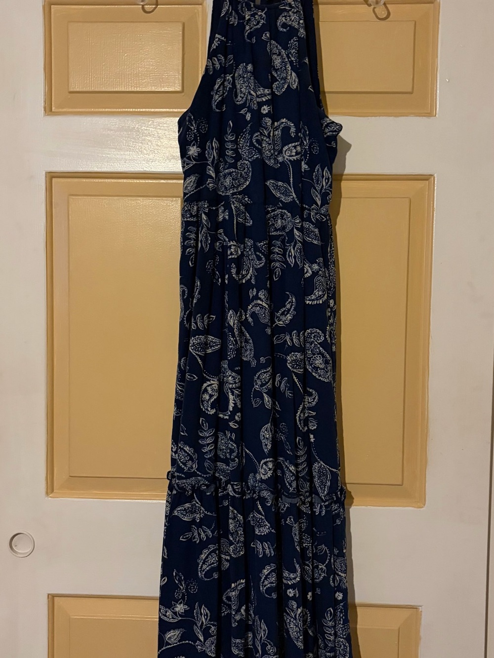 Express Navy Maxi Dress with White Paisley Print